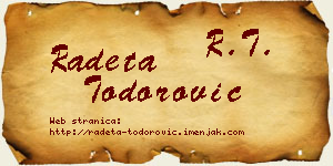Radeta Todorović vizit kartica